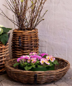 Midi rund rattan bakke