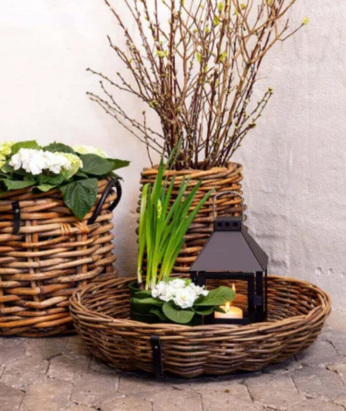 Midi rund rattan bakke