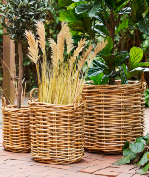 Burton kurve i rattan, sæt af 3
