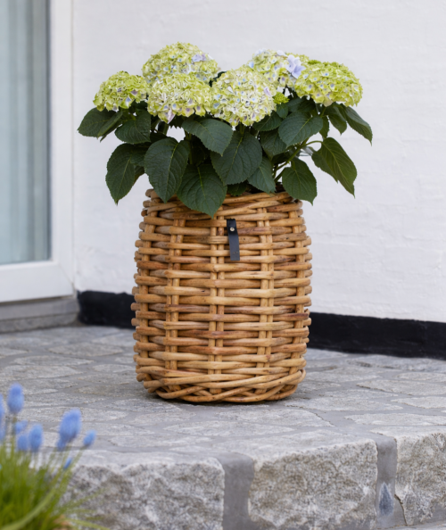 Mini rund rattankurv - inkl. pose