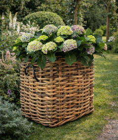 Stor lav firkantet rattan kurv H50 cm. inkl. pose