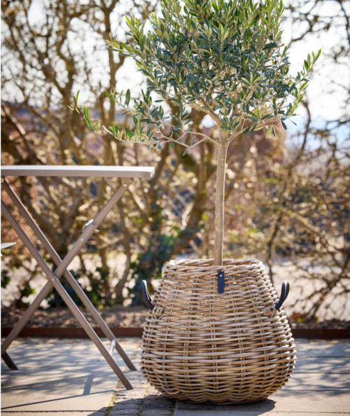 Stor rund pære/konisk rattan kurv inkl. pose ø60/31