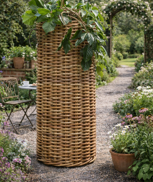 Mega stor rund rattan kurv i ø85 x højde på 150 cm. inkl. pose