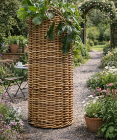 Mega stor rund rattan kurv i ø85 x højde på 150 cm. inkl. pose