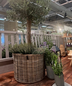 Mega lav rund rattan kurv inkl. pose