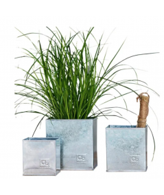 A2 living galvaniseret firkantet urtepotte sæt m. 3 stk.