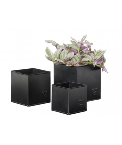 A2 living firkantet sort urtepotte sæt m. 3 stk.
