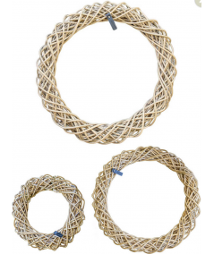 Rattan dekorationskrans sæt m. 3 stk.