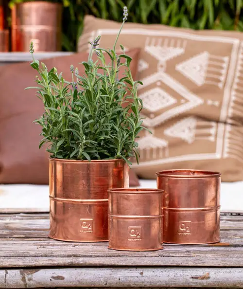 A2 living urtepotte sæt i kobber m. 3 stk.