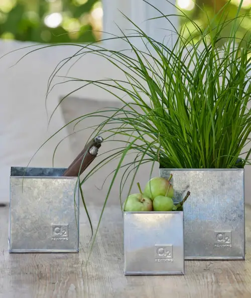 A2 living galvaniseret firkantet urtepotte sæt m. 3 stk.