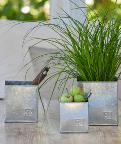 A2 living galvaniseret firkantet urtepotte sæt m. 3 stk.