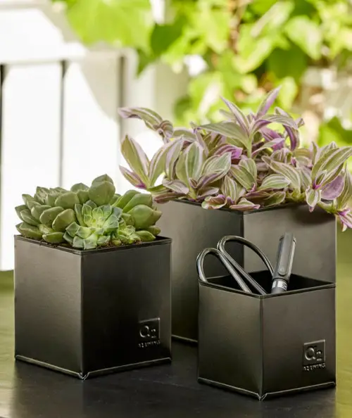 A2 living firkantet sort urtepotte sæt m. 3 stk.