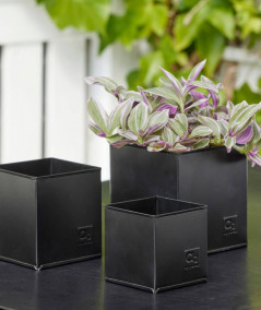 A2 living firkantet sort urtepotte sæt m. 3 stk.