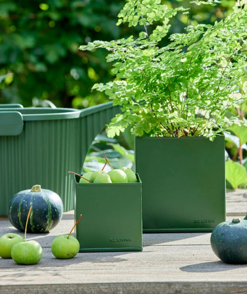 A2 living firkantet urtepotte i olivengrøn sæt m. 3 stk.