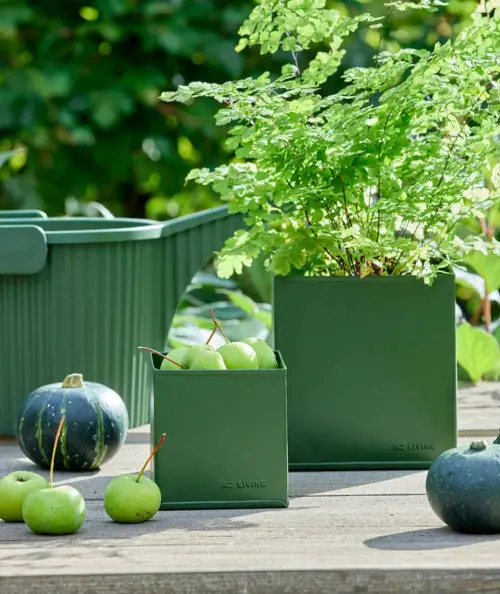 A2 living firkantet urtepotte i olivengrøn sæt m. 3 stk.