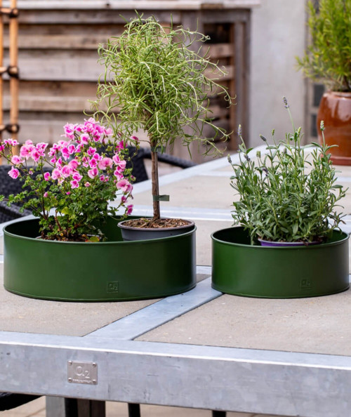 A2 living rund plantebakkesæt i olivengrøn m. 2 stk.