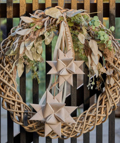 Rattan dekorationskrans sæt m. 3 stk.