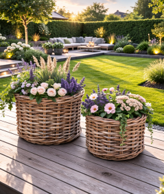 Kalak kurvesæt i rattan med invendig plastik