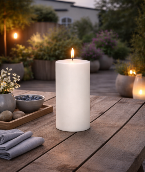 Udendørs solcelle bloklys Ø7,5 x H15 cm