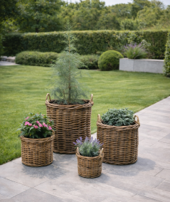 Caor kurvesæt i rattan med indvendig plastik - 4 stk.