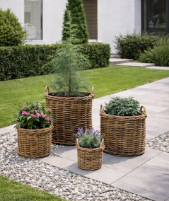 Caor kurvesæt i rattan med indvendig plastik - 4 stk.