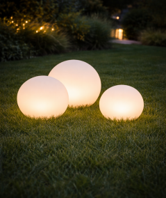 Runde solcellelamper - sæt af 3 stk.