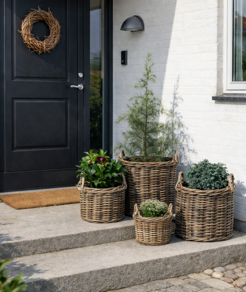 Caor kurvesæt i rattan med indvendig plastik - 4 stk.