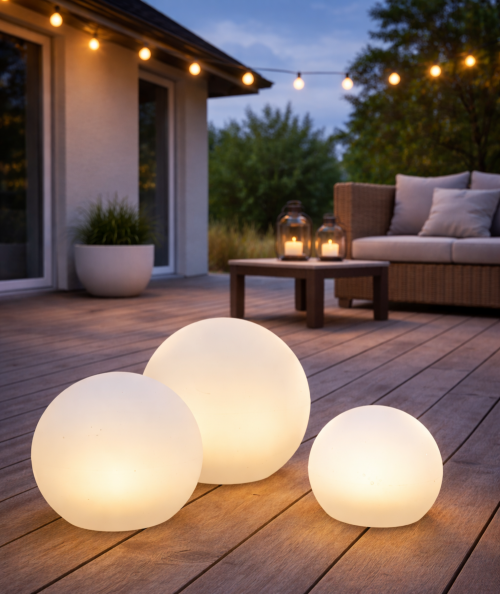 Runde solcellelamper - sæt af 3 stk.