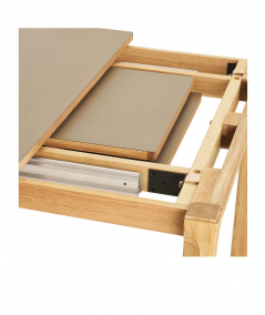 Bowen spisebord lavet i natur eg med HPL i mørk sand 100x220-320 cm
