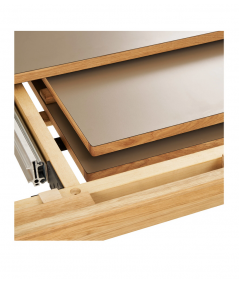 Bowen spisebord lavet i natur eg med HPL i mørk sand 100x220-320 cm