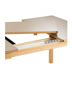 Bowen spisebord lavet i natur eg med HPL i mørk sand 100x220-320 cm