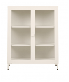 Brisbane vitrineskab i off white stål med 2 glaslåger 80x40x101 cm