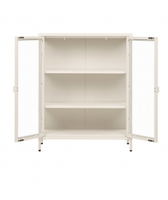 Brisbane vitrineskab i off white stål med 2 glaslåger 80x40x101 cm