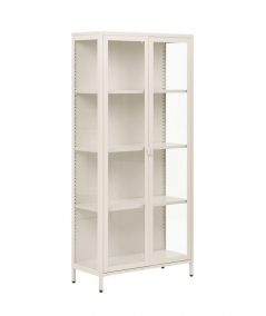 Brisbane vitrineskab i off white stål med 2 glaslåger 80x35x175 cm