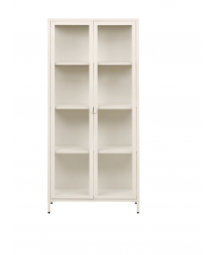 Brisbane vitrineskab i off white stål med 2 glaslåger 80x35x175 cm