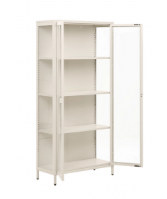 Brisbane vitrineskab i off white stål med 2 glaslåger 80x35x175 cm