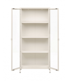 Brisbane vitrineskab i off white stål med 2 glaslåger 80x35x175 cm