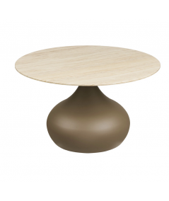 Pienza sofabord i khaki metal med hærdet glas