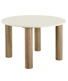 Fondi rundt spisebord i sand med cementlook Ø120 cm
