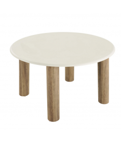 Fondi rundt spisebord i sand med cementlook Ø120 cm