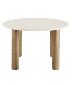 Fondi rundt spisebord i sand med cementlook Ø120 cm