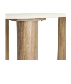 Fondi rundt spisebord i sand med cementlook Ø120 cm