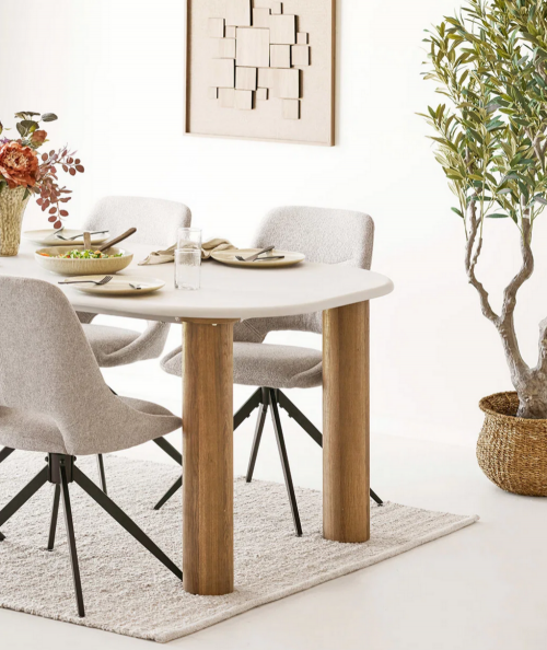 Fondi spisebord i sand med cementlook 100x240 cm
