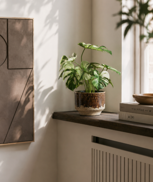 Kunstig monstera plante i grøn