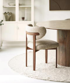 Bela gulvtæppe håndvævet i beige ø240 cm