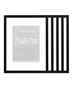 Marbella billederammer i sort MDF med glas 21x29,70 cm – 5 stk