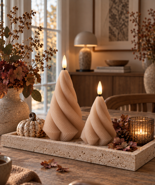Spiral LED bloklys - 2 stk. - sand