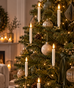 Juletræslys LED – 10 stk. med kugleled holder, altid lige på grenen