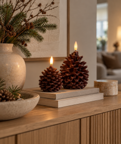 LED grankogle stearinlys - 2 stk.
