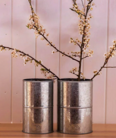 Galv. vase sæt m. 2 stk. / 2 str.